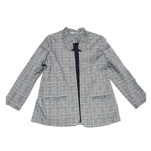 Soft Surroundings St. James plaid blazer Jacket PS black gray - Picture 1 of 7